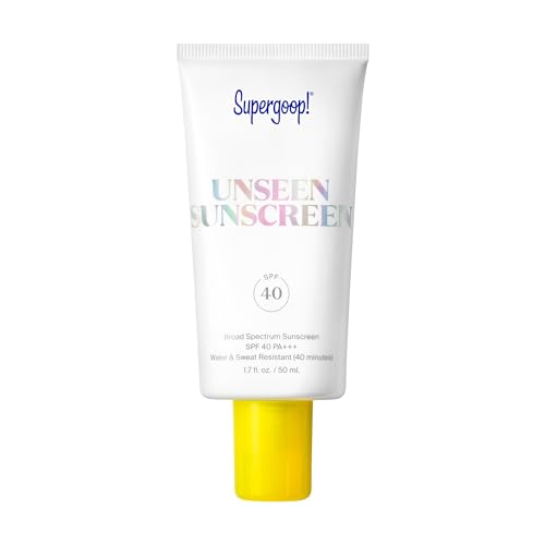 Supergoop! Unseen Sunscreen - SPF 40 - Invisible, Broad Spectrum Face Sunscreen + Makeup-Gripping Primer - Weightless, Scentless, Oil Free - For All Skin Types & Skin Tones - 1.7 fl oz