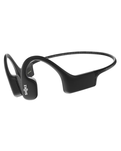 SHOKZ OpenSwim - Bone Conduction MP3 Waterproof Headphones for Swimming, Open-Ear Wireless Headphones, No Bluetooth, with Nose Clip and Earplug, Black