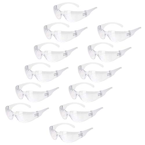 BISON LIFE Safety Glasses, One Size, Clear Protective Polycarbonate Lens, 12 per Box (1 box)