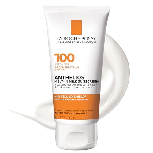 La Roche-Posay Anthelios Melt-In Milk Protector solar SPF 100 | Protector solar para cuerpo y cara | SPF de amplio espectro + antioxidantes | Loción de protección solar sin aceite | Para pieles