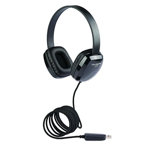 Cyber Acoustics Auriculares estéreo USB para PC y otros dispositivos USB en la oficina, el aula o el hogar (ACM-6005-5) (paquete de 5)