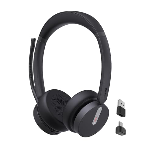 Yealink Auriculares inalámbricos BH70 Dual UC con micrófono para el trabajo, equipos de auriculares Bluetooth y compatibles con UC, hasta 35 horas de tiempo de conversación, 5.19 oz comodidad de uso