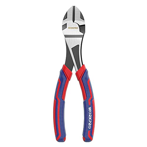 WORKPRO 7-Inch Diagonal Pliers in CRV Steel for Cutting Wires, Bi-material Handle Comfort Grip