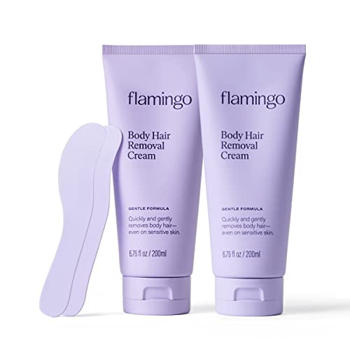 Flamingo Crema depilatoria corporal - 6.76 fl oz - Paquete de 2 - Fórmula suave - Seguro para pieles sensibles