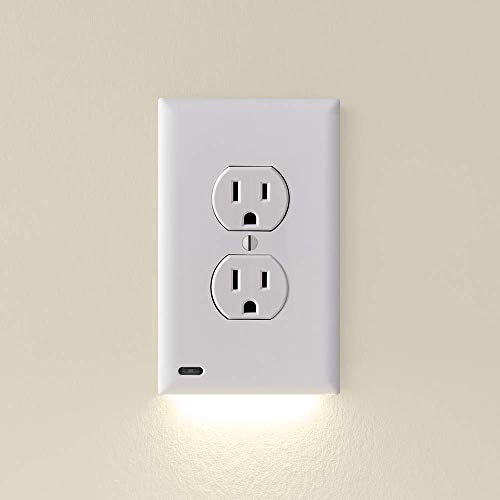 Single - SnapPower GuideLight 2 [para tomas dúplex] - Sustituye la luz nocturna enchufable - Placa de pared de receptáculo eléctrico con luces LED nocturnas - Sensor de encendido/apagado automático -