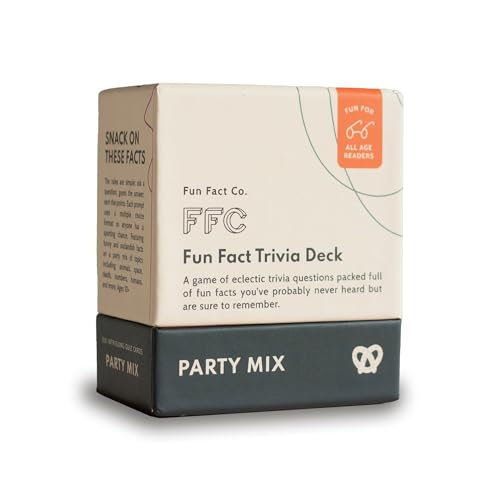 Fun Fact Trivia Game: Party Mix Edition, Family Game Night Essential, 100 Funny & Witty Trivia Question Cards, Educational Game for Kids & Adults