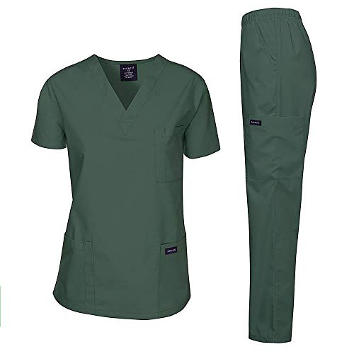 Dagacci - Juego de uniformes médicos para mujeres y hombres, camisa y pantalón médicos, XL