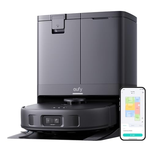 eufy X10 Pro Omni - Robot aspirador y trapeador, succión de 8,000 Pa, elevación automática y detección de alfombras, evita obstáculos, lavado y secado automático de trapeador, autovaciado, autorelleno