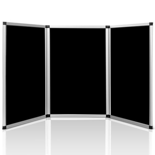 Sherr 3 Panel Trade Show Presentation Board, 72 x 35.3 inches Tri Fold Display Board, Black Single Sided Tabletop Display, Folding Panel Display for Trade Show Table Top