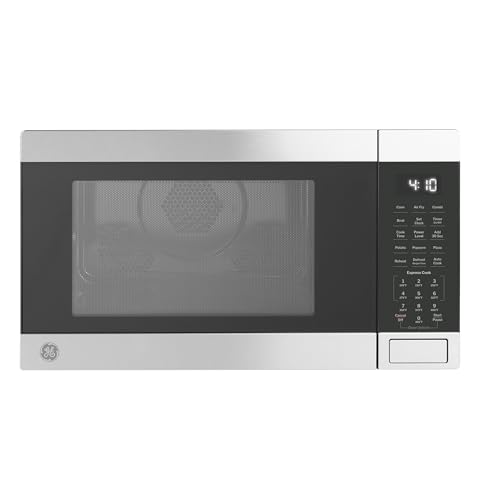 GE GCST10A1WSS - Horno microondas 4 en 1, freidora de aire de 1,050 vatios, modo de convección y asador, esenciales de cocina para encimera o dormitorio, tecnología Child-Lock de 1.0 pies cúbicos,