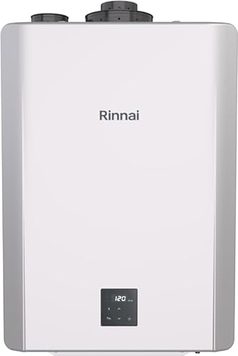 Rinnai RX199iN Calentador de agua condensador Smart Sense de gas natural o propano sin tanque, calentador de agua para interiores o exteriores, hasta 11.1 GPM, 199,000 BTU