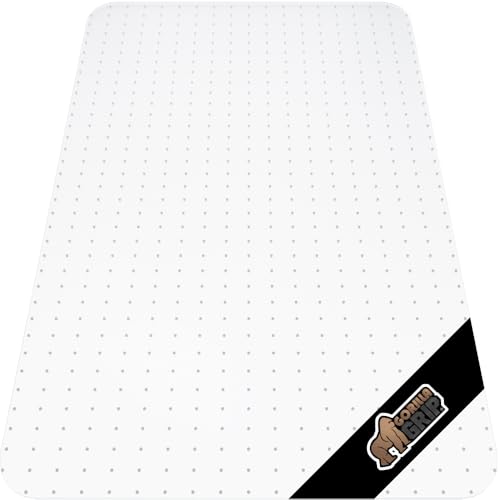 Gorilla Grip Tapete para silla de oficina para suelo de alfombra, antideslizante, resistente debajo del escritorio, protector de suelos alfombrados, tapete de plástico sin divisiones, diseño