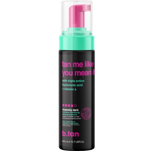 b.tan, Tan Me Like You Mean It - Espuma autobronceadora, bronceo oscuro rápido en 1 hora, sin aditivos ni olor falso a bronceador, producto vegano y libre de crueldad y sin parabenos, 6.7 fl. oz