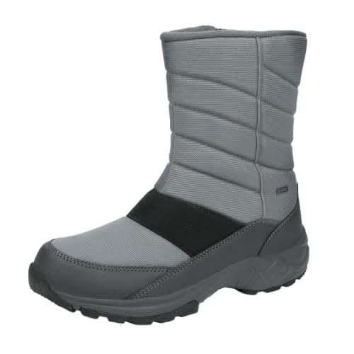 SILENTCARE Botas de nieve de invierno a media pantorrilla para hombre, cálidas, impermeables, sin cordones, atléticas al aire libre, gris02