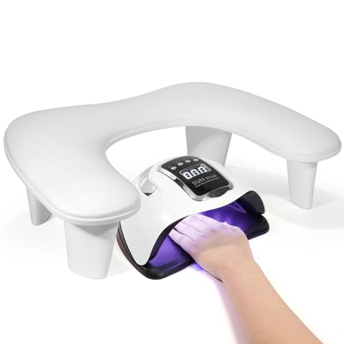 Reposabrazos para uñas Tech: Manicura en forma de U Soporte de brazo de uñas Soporte de reposabrazos blanco grande Microfibra PU Cuero Almohada de reposo de manos para cojín de uñas acrílico