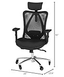 Duramont Silla de oficina ergonómica, silla de escritorio ajustable con soporte lumbar y ruedas enrollables, sillas de respaldo alto con malla transpirable, cojín de asiento grueso, reposacabezas y