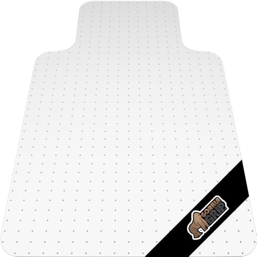 Gorilla Grip Office Chair Mat for Carpet Floor, 48x36 Slip Resistant Heavy Duty Under Desk Protector Carpeted Floors, No Divot Plastic Rolling Computer Mats, Smooth Glide Semi Transparent Clear Design