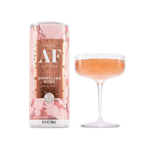 FREE AF Non-Alcoholic Sparkling Rosé, Ready to Drink Mocktail with Afterglow, Low Calories, Crisp & Light, 8.4 fl oz Cans (12 pack)