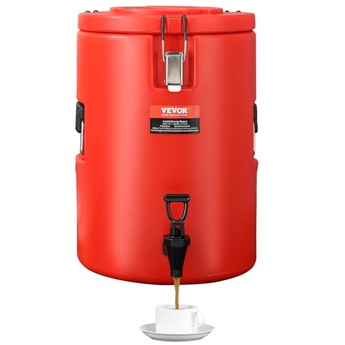 VEVOR Dispensador de bebidas aislado de acero inoxidable, 4.5 galones, 17.2 litros, dispensador térmico de bebidas frías y calientes con mango de espiga, grado alimenticio para té caliente, café,