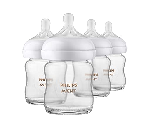 Philips AVENT SCY910/04 - Biberón natural de vidrio con boquilla de respuesta natural, transparente, 4 onzas, paquete de 4