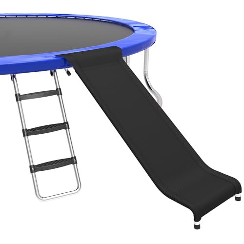 Ergonomic Trampoline Slide with Buffer Region, 3 Steps Wide Step Slide Ladder for Trampoline, Trampoline Accessories Include Slide and Ladder for Kids Climb Up & Slide Down