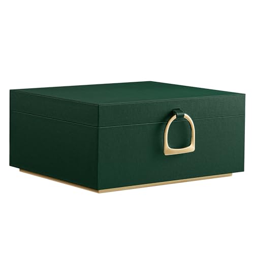 SONGMICS 2-Layer Jewelry Box, Jewelry Organizer with Handle, Removable Jewelry Tray, Jewelry Storage, Floating Effect, 8.1 x 9.4 x 4.3 Inches, Christmas Gift, Forest Green UJBC165C01