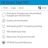 HP Smart Tank 5101 Impresora inalámbrica todo en uno con 2 años de tinta incluidos, impresión, escaneo, copia, mejor para el hogar, tanque de tinta recargable (1F3Y0A)