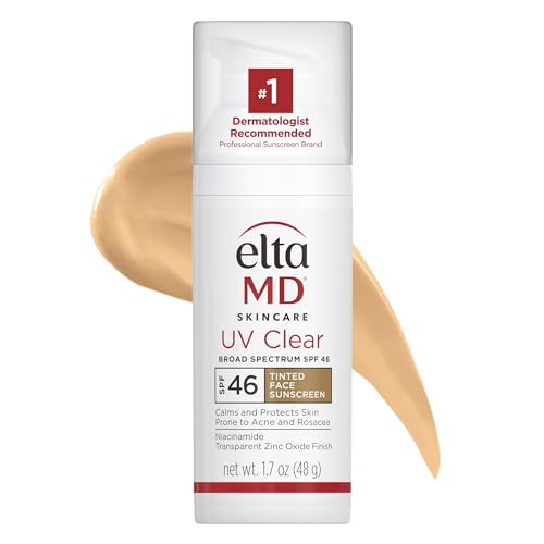 EltaMD UV Clear Tinted Face Sunscreen SPF 46, Oil- Free Tinted Sunscreen with Zinc Oxide, Dermatologist Recommended Sunscreen, 1.7 oz Pump