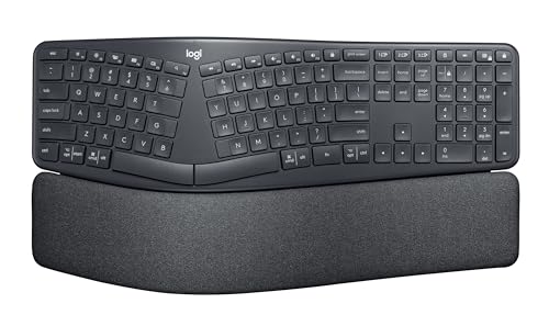 Logitech ERGO K860 Wireless Ergonomic Qwerty Keyboard - Split Keyboard, Wrist Rest, Natural Typing, Stain-Resistant Fabric, Bluetooth and USB Connectivity, Compatible with Windows/Mac,Black