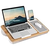 LAPGEAR Home Office Lap Desk with Device Ledge, Mouse Pad, and Phone Holder - Oak Woodgrain - Fits up to 15.6 Inch Laptops - Style No. 91589