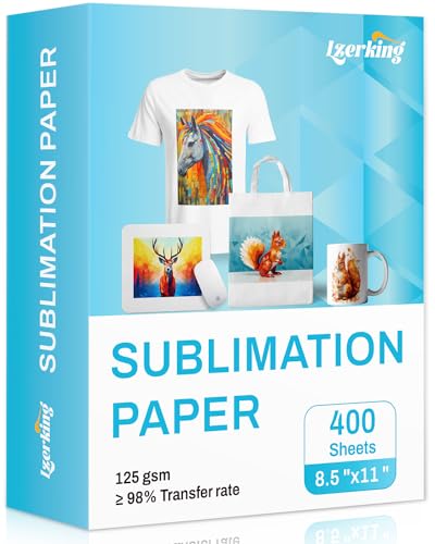 Lzerking Papel de sublimación de 8.5 x 11 pulgadas, 400 hojas, 400 hojas, papel de transferencia de calor para impresoras de inyección de tinta, ideal para varios recubrimientos, proyectos de