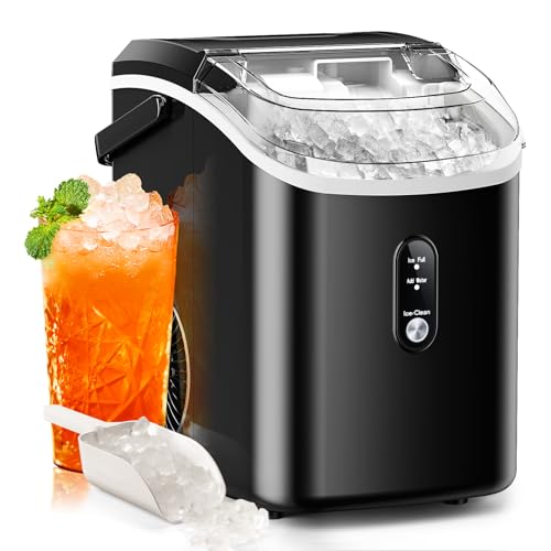 Nugget Ice Makers - Encimera con hielo de pellets masticable suave, fabricación de hielo de 7 minutos, 35.5 libras/24 horas, máquina para hacer hielo de guijarros con autolimpiante/cesta de