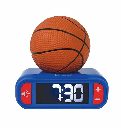 Lexibook - Basketball - Basketball Nightlight Alarm Clock, Sounds and Melodies, LCD Backlit Screen, Luminous, Snooze, Blue/Orange, RL800BA