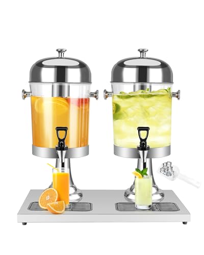 JopaihoVie Dispensador de bebidas de 4.4 galones – Dispensador de bebidas heladas con núcleo de hielo para fiestas y dispensador de bebidas comerciales con soporte bandeja de goteo para bebidas