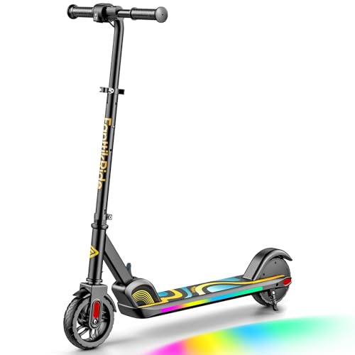 FanttikRide C9 Pro Electric Scooter for Kids 3.9ft-5.2ft, Colorful Rainbow Lights, 5/8/10MPH, 5 Miles Range, LED Display, Adjustable Height, Foldable, Scooter for Kids up to 132 lbs(Black)