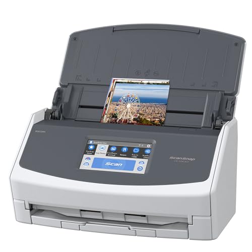 ScanSnap iX1600 Escáner de fotos y documentos, inalámbrico o USB, de alta velocidad, habilitado para la nube, pantalla táctil grande, alimentador automático de documentos, Mac o PC, blanco