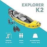 Intex Explorer K2 Kayak, Set de Kayak inflable para 2 personas con remos de aluminio y bomba de aire de alto rendimiento