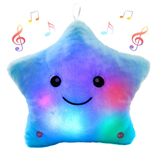 BSTAOFY Juguete de peluche creativo con luces LED musicales de 13 pulgadas, con forma de estrella centelleante, para calmar las emociones de los niños, cumpleaños o Navidad para niños pequeños, color