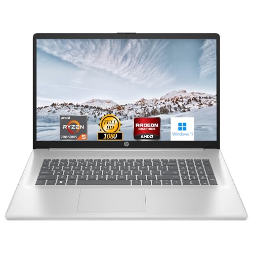 HP Portátil de 17,3 pulgadas, pantalla Full HD (1920 x 1080), procesador AMD Ryzen 5 (Beats i7-11370H), 32 GB de RAM, SSD de 1 TB, Windows 11 Home, cámara web, Wi-Fi, Bluetooth, plata natural,