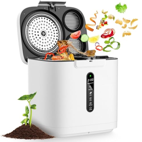 4L Electric Composter for Kitchen, Smart Compost Bin Outdoor/Indoor, Odorless/Auto-Cleaning/ 3 Modes/Intelligent LED Display, Turn Food Waste to Fertilizer for Garden, Food Waste Compost Machine