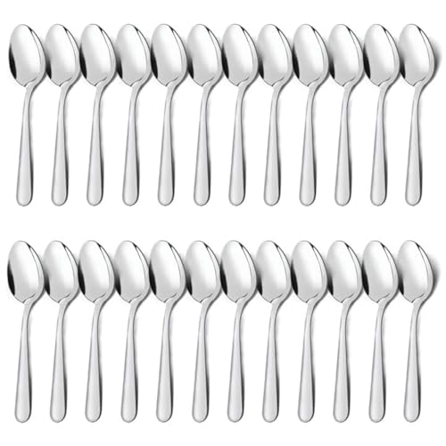 24-Piece Dinner Spoons Set (6.7 inch), Unokit Stainless Steel Spoons silverware, Dessert Spoon, Tablespoon, Silverware Spoons Only for Home, Kitchen or Restaurant - Mirror Polished, Dishwasher Safe