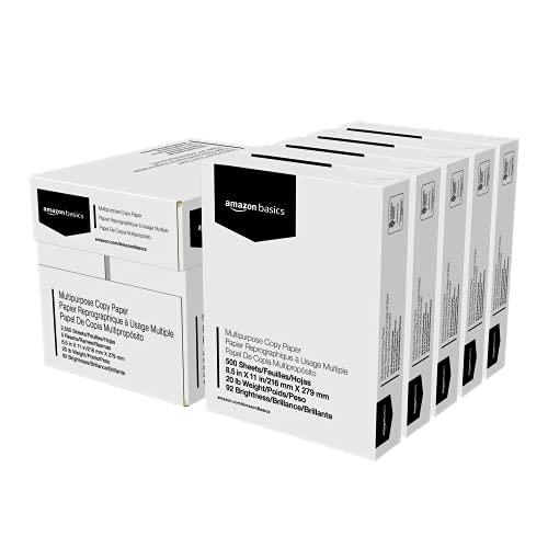 Amazon Basics - Papel para impresora y copiadora multifunción, 8.5 pulgadas x 11 pulgadas, color blanco