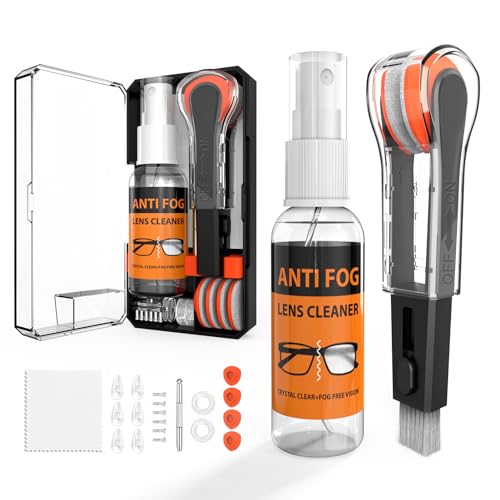 Glasses Cleaner,8 in 1 Glasses Cleaning Kit with 24H Anti Fog Eyeglass Cleaner Spray| Portable Glasses Cleaner Tool|Eye Glass Clean Cloths, Glasses Anti Slip with Soft Eyeglass Nose Pads & Ear Grip