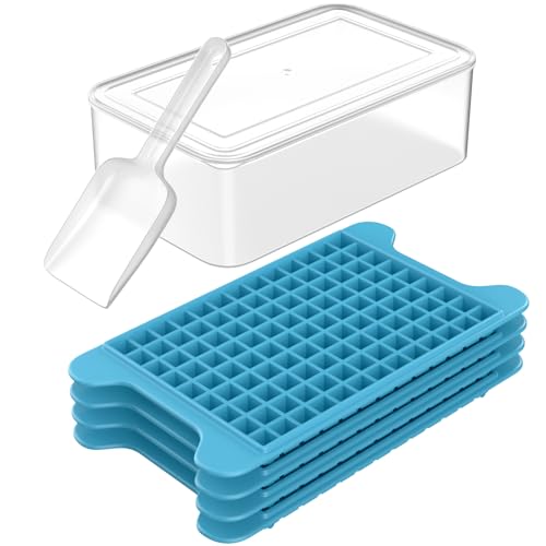 Mini Ice Cube Tray for Freezer: FDDBI Small Ice Trays for Freezer with Bin - 117×4PCS Easy Release Nugget Ice Tray - Crushed Ice Tray with Ice Container