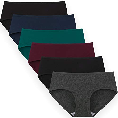 INNERSY Womens Underwear Cotton Hipster Panties Regular & Plus Size 6-Pack(Large,Dark Vintage)