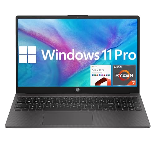 HP Lastest 255 G10 - Laptop empresarial FHD de 15.6 pulgadas, AMD Ryzen 7 7730U (64 GB de RAM | SSD 2T), teclado numérico, cámara web, Windows 11 Pro, MS Office Pro 2024