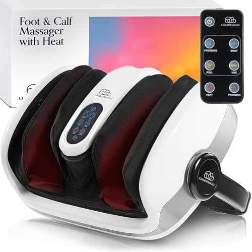 Cloud Massage Shiatsu Foot Massager with Heat, Office/Home Feet & Calf Massager for Plantar Fasciitis, Neuropathy, Circulation, Pain Relief, Remote Control, Gifts for Women/Men, FSA HSA Eligible