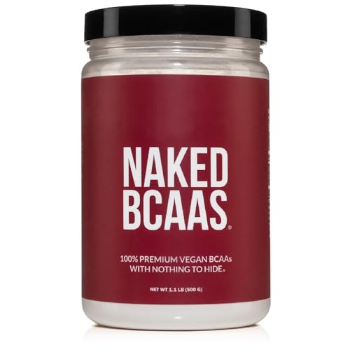 Naked BCAA - Polvo de aminoácidos BCAA, solo 1 ingrediente, fórmula 100% pura 2:1:1, aminoácidos de cadena ramificada veganos sin sabor, suplemento de polvo BCAA totalmente natural instantáneo - 17.64 oz, 100 porciones