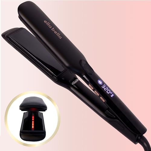 ELLA BELLA® Plancha de titanio para el cabello (con infrarrojos) • Plancha alisadora profesional • Pantalla digital para controlar con precisión la temperatura • Como se muestra en Good Housekeeping