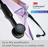 3M Littmann CORE - Estetoscopio digital, 8480, pieza torácica negra, tubo, vástago y auriculares, 27 pulgadas